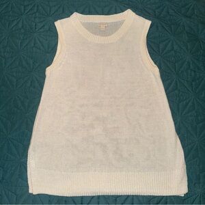 J. Crew Women’s Sleeveless White Knit Sweater Top, Large L, off white